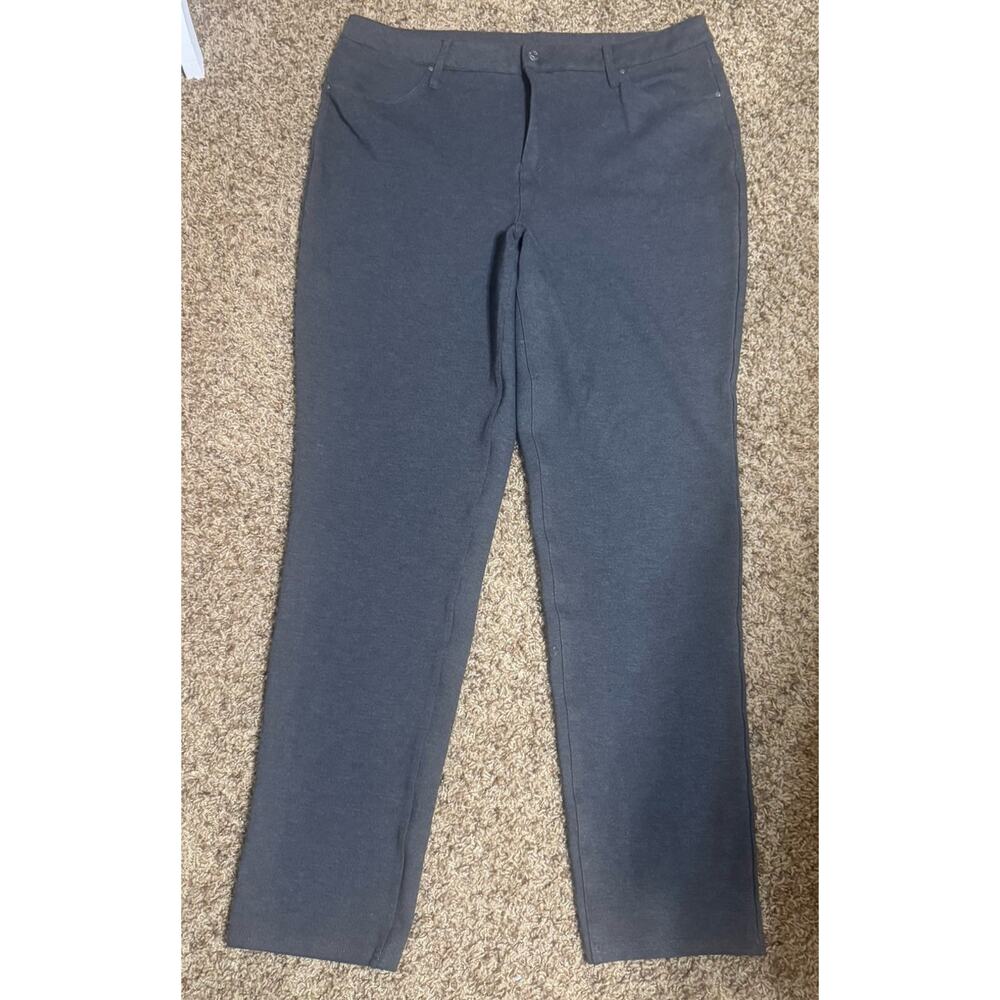 Chico's Gray Ponte Knit Straight Leg Pants Stretch Career 5 Pocket 2.5T 14 Tall